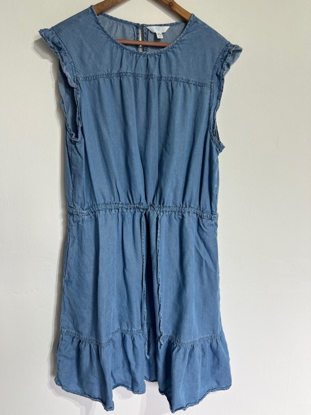 Time and Tru Light Blue Chambray Drawstring Women’s Dress